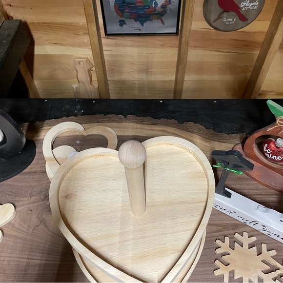 Unfinished wooden heart shaped tiered tray - Picture 2 of 4